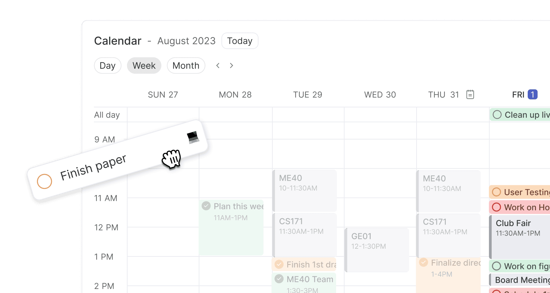 Drag block to calendar